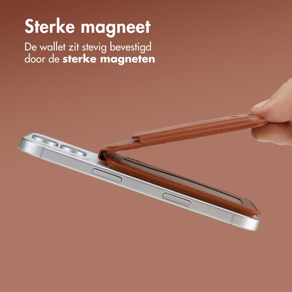 Accezz Leren Wallet meets standard for MagSafe - Sienna Brown
