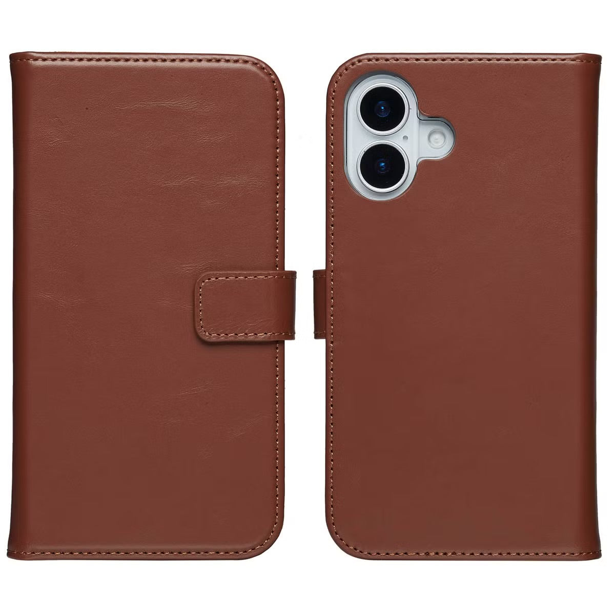 Selencia Echt Leren Bookcase for Apple iPhone 17 - Lichtbruin 