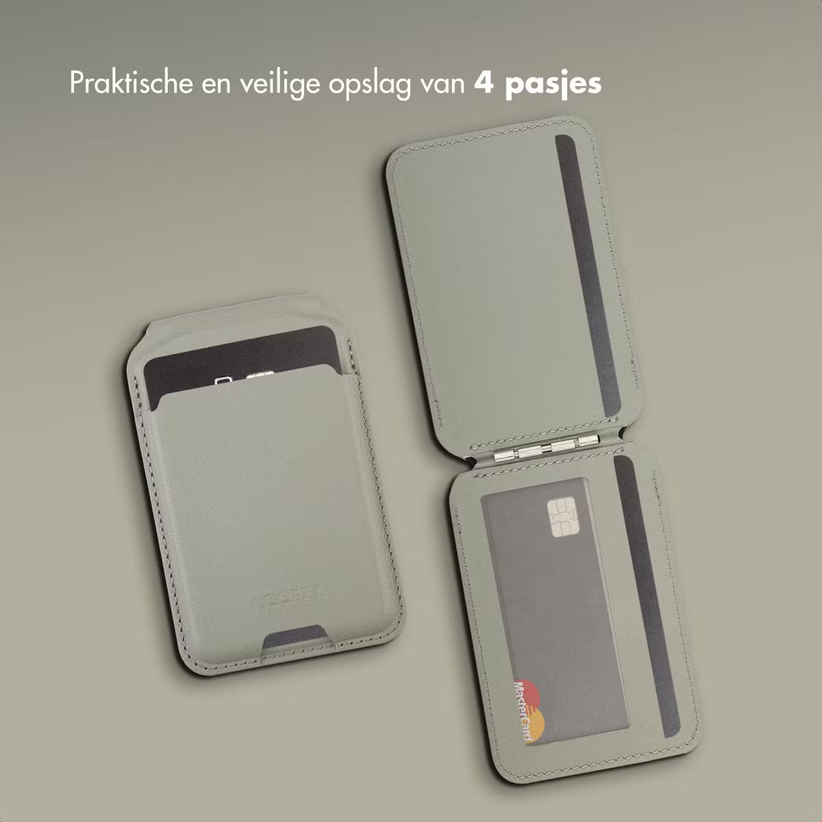 Accezz Leren Wallet meets standard for MagSafe - Light Gray