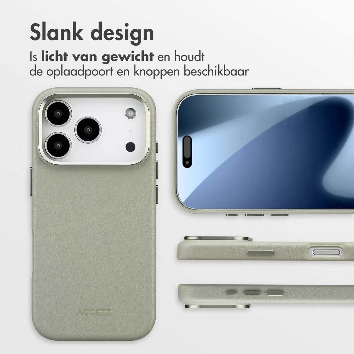 Access MagSafe Leather Backcover for Apple iPhone 17 Pro - Lichtgrijs 