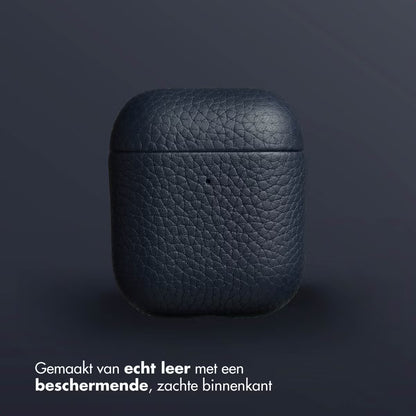 Accezz Echt Leren Case for Apple AirPods 1 / 2 - Donkerblauw