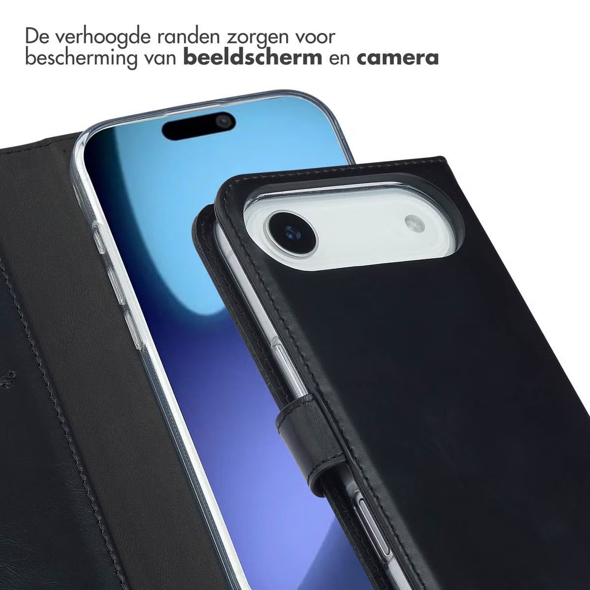 Selencia Echt Leren Bookcase for Apple iPhone Air - Black