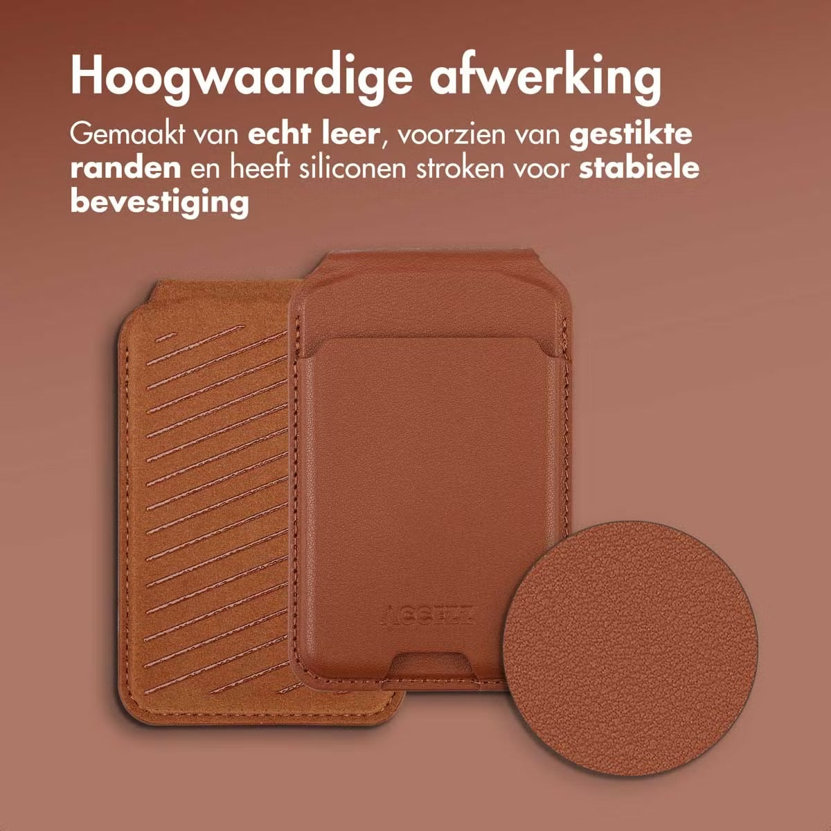 Accezz Leren Wallet meets standard for MagSafe - Sienna Brown