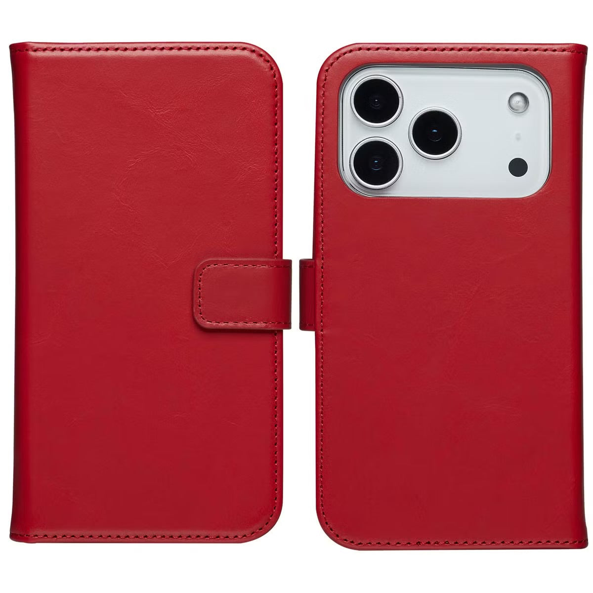 Selencia Echt Leren Bookcase for Apple iPhone 17 Pro - Rood