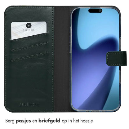 Selencia Echt Leren Bookcase for Apple iPhone Air - Green