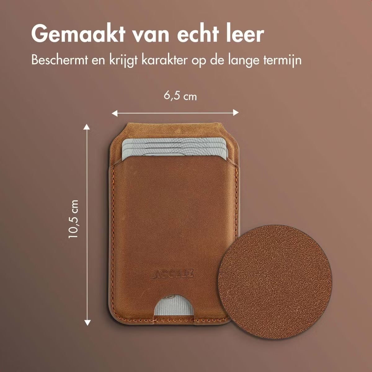 Accezz Vintage Leather MagSafe Kaarthouder met Standaard - Tobacco Cognac