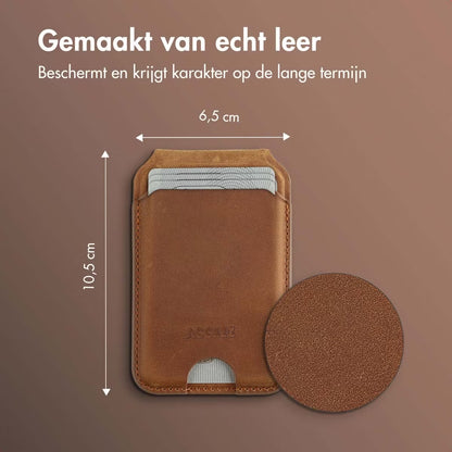 Accezz Vintage Leather MagSafe Kaarthouder met Standaard - Tobacco Cognac