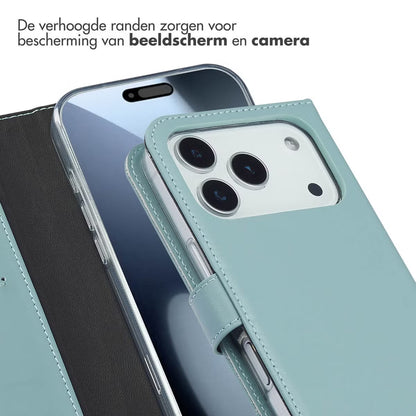 Selencia Echt Leren Bookcase for Apple iPhone 17 Pro - Air Blue 