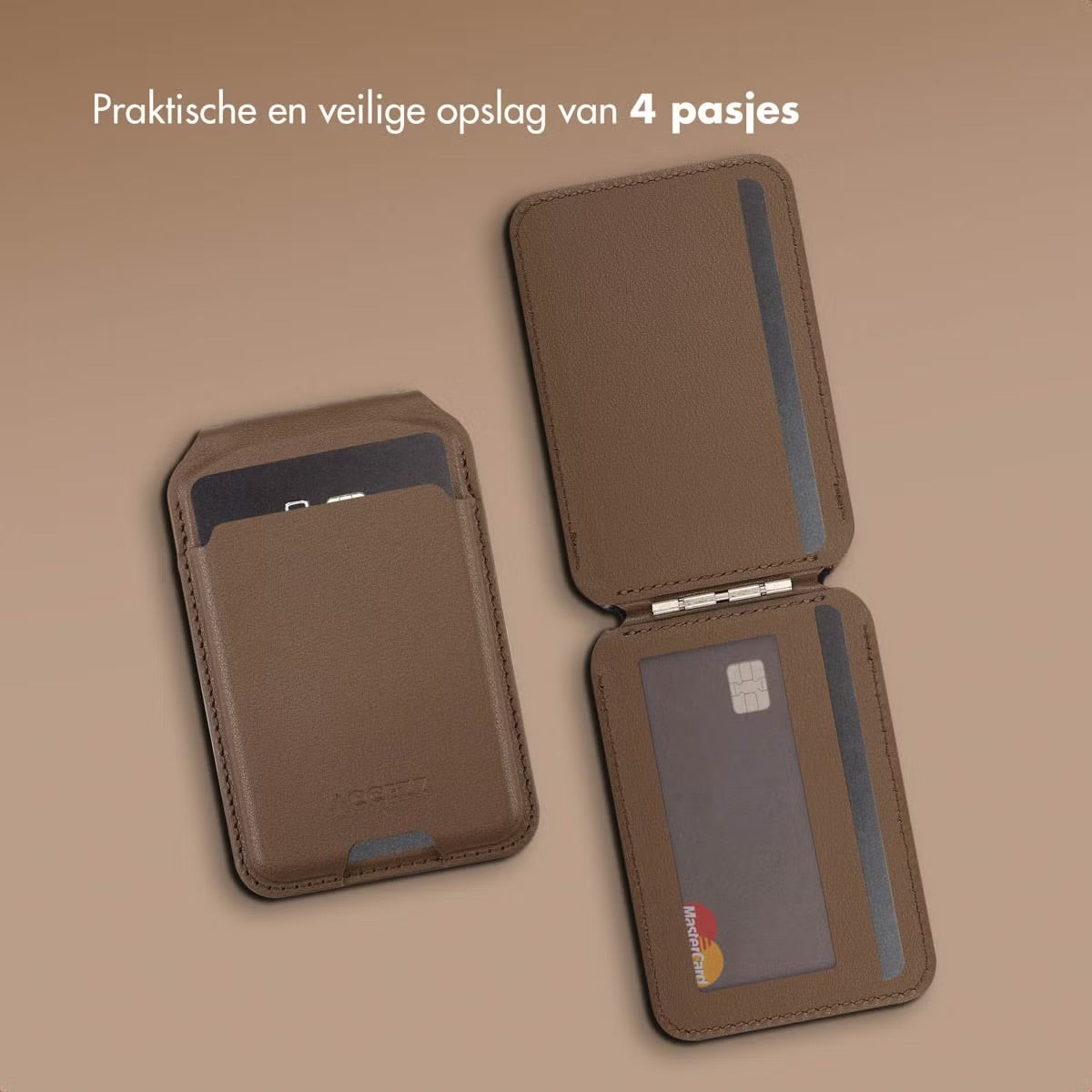 Accezz Leren Wallet meets standard for MagSafe - Coffee Brown