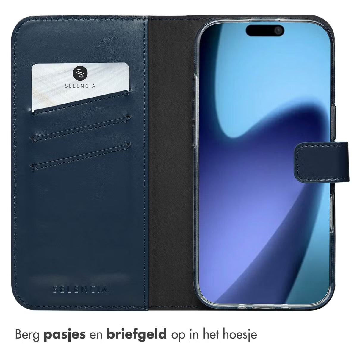 Selencia Echt Leren Bookcase for Apple iPhone Air - Blue