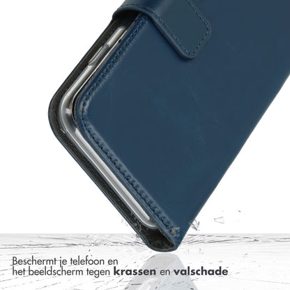 Selencia Echt Leren Bookcase for iPhone 13 - Blue 