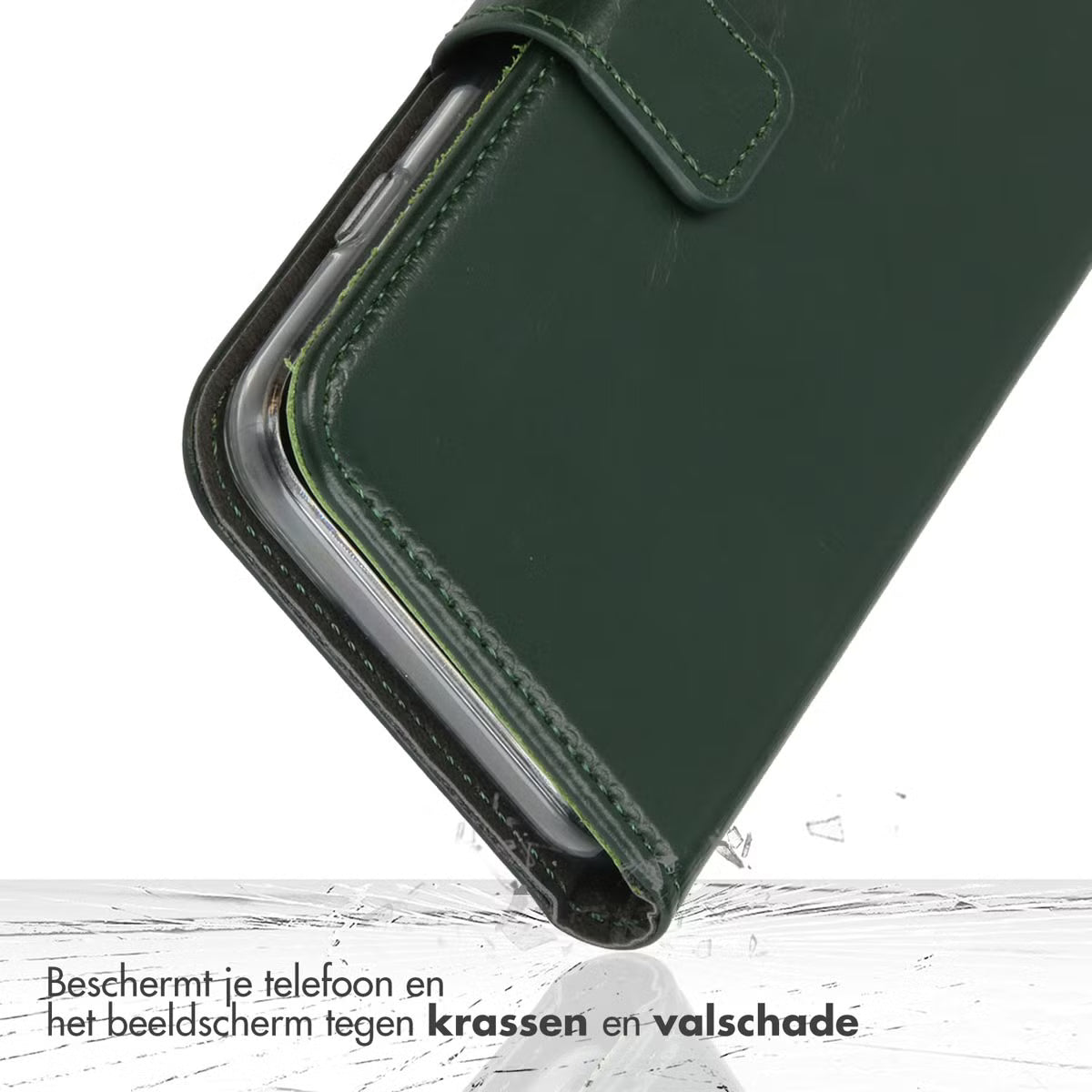Selencia Echt Leren Bookcase for iPhone 13 Mini - Green