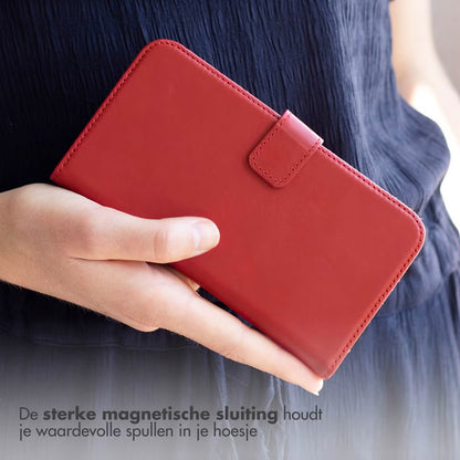 Selencia Echt Leren Bookcase for iPhone 13 Mini - Rood