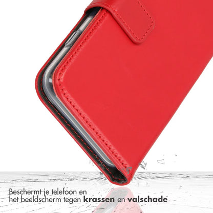 Selencia Echt Leren Bookcase for iPhone 13 - Rood