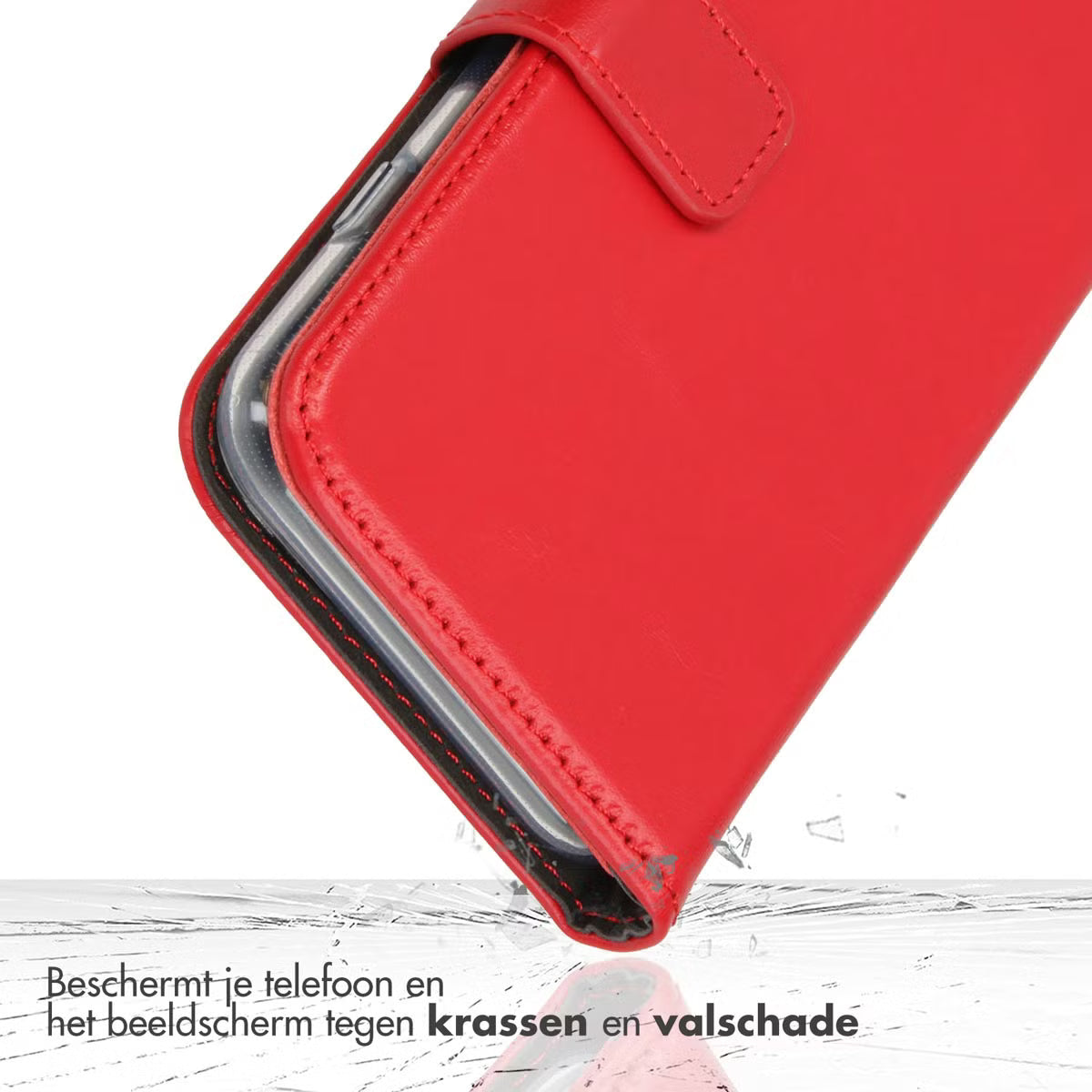 Selencia Echt Leren Bookcase for iPhone 13 Mini - Rood