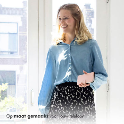 Selencia Echt Leren Bookcase for iPhone 13 - Pink 