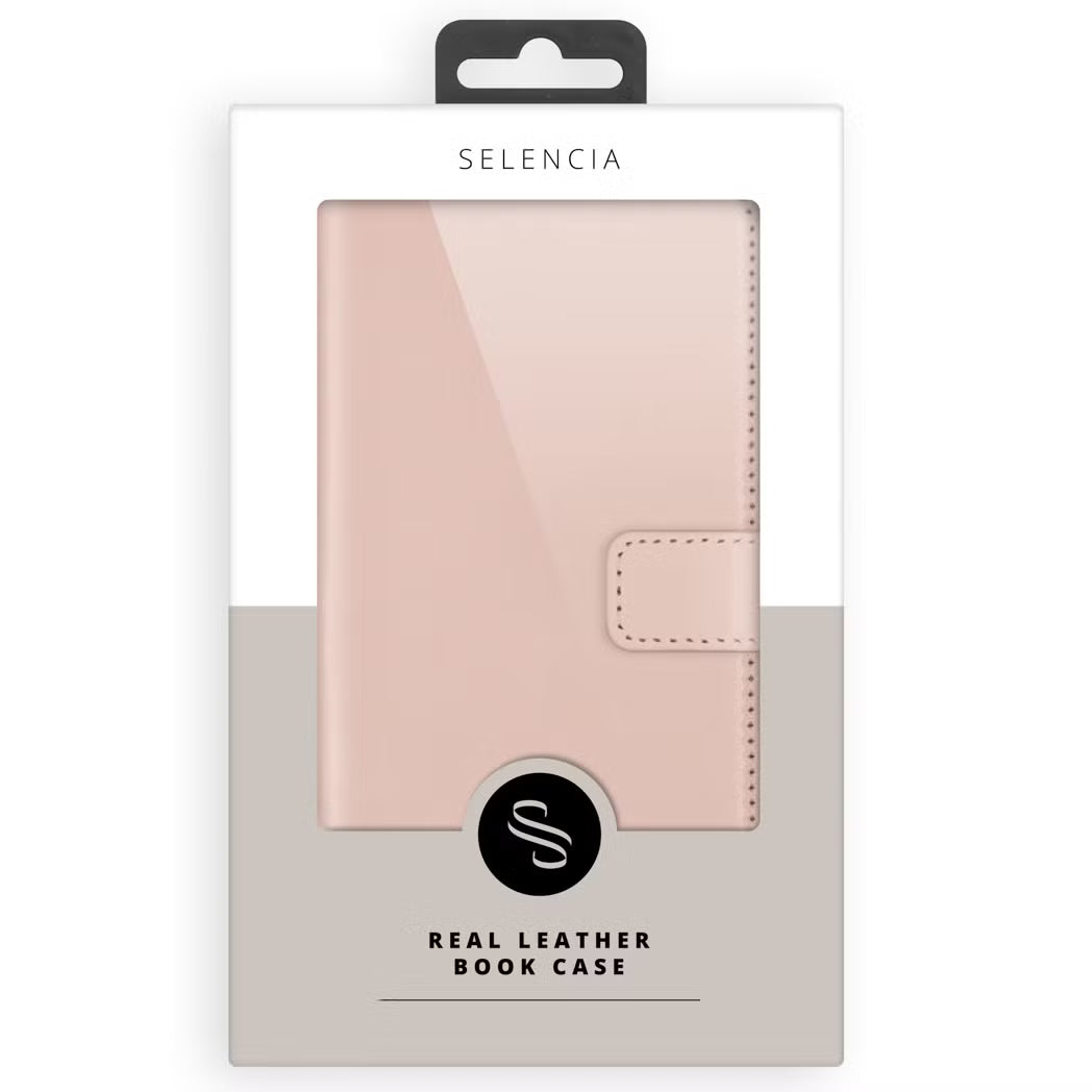 Selencia Echt Leren Bookcase for iPhone 13 - Pink 
