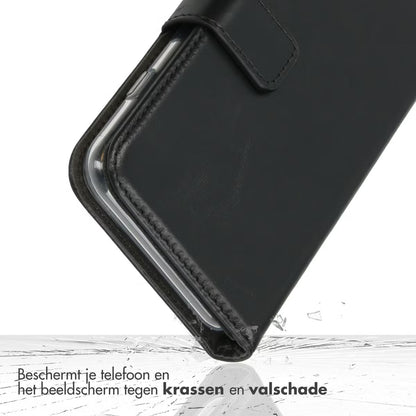 Selencia Echt Leren Bookcase for iPhone 13 - Black 