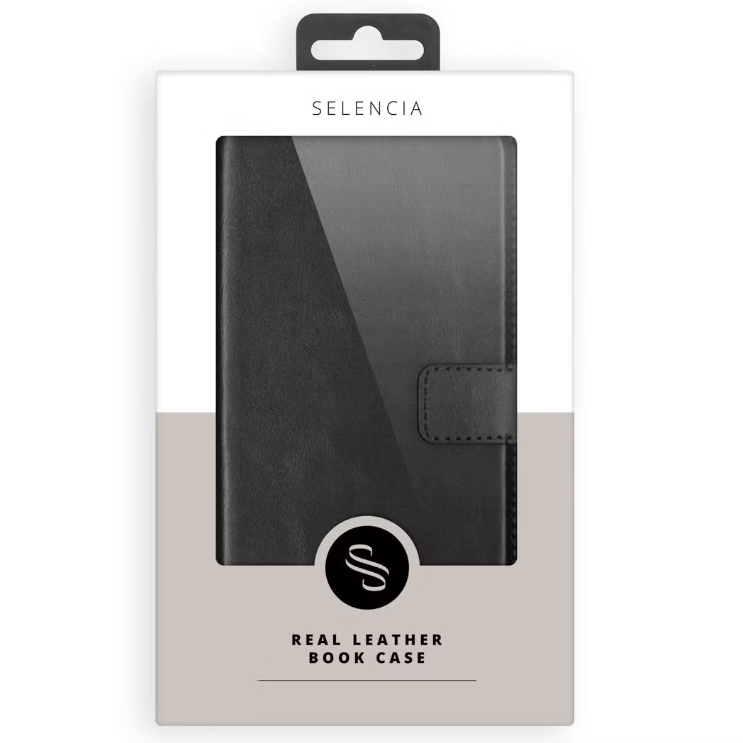 Selencia Echt Leren Bookcase for iPhone 13 - Black 