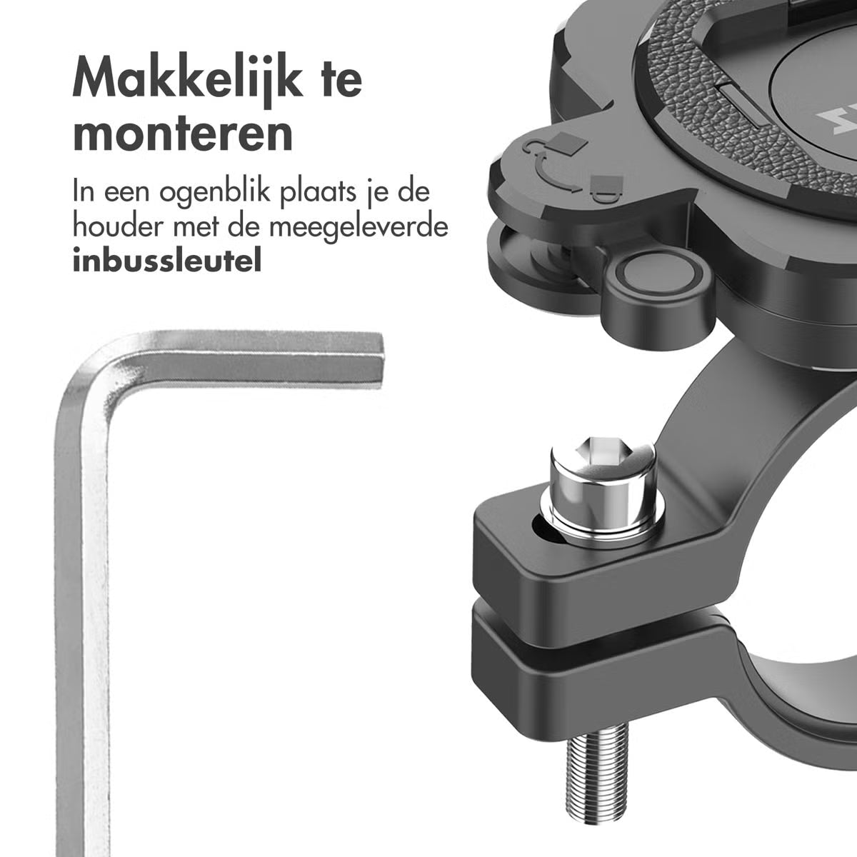 Accezz EasyLock telefoonhouder fiets - inclusief hoesje voor de Apple iPhone 15 Pro - Aluminium - 360 graden draaibaar - Zwart