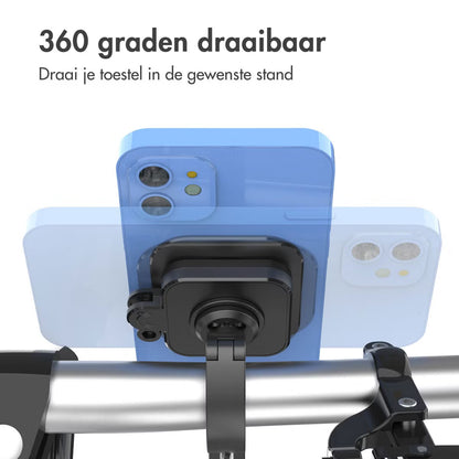Accezz EasyLock telefoonhouder fiets - inclusief hoesje voor de Apple iPhone 14 - Aluminium - 360 graden draaibaar - Zwart