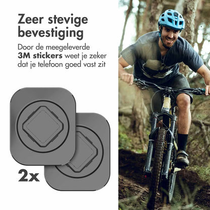 Accezz EasyLock telefoonhouder fiets - inclusief hoesje voor de Apple iPhone 15 Pro - Aluminium - 360 graden draaibaar - Zwart